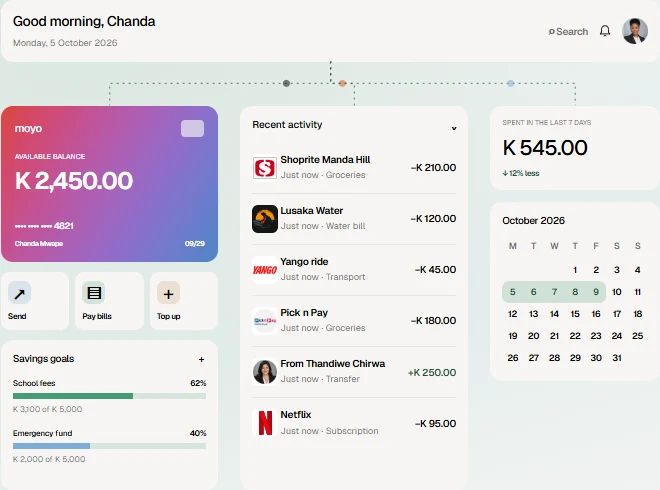 Mobile wallet application interface demonstration