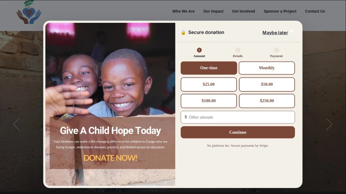 Hope GCLM website donation page
