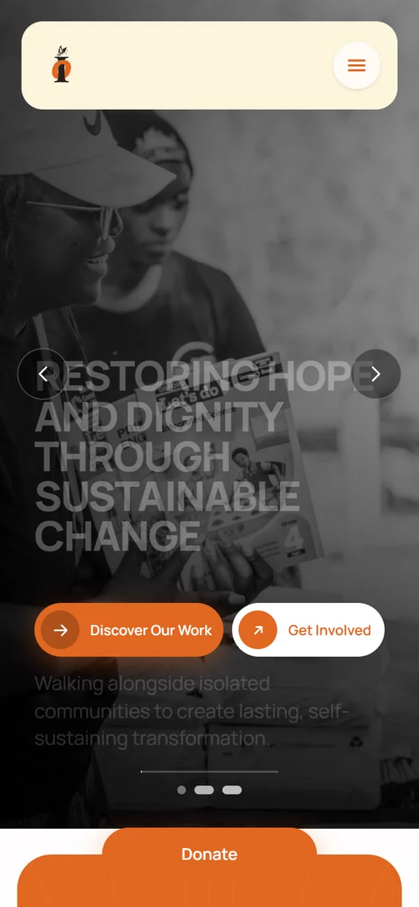 The Inside-Out Community Ventures website on a phone